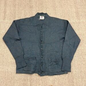 Vintage Campus Cardigan Medium Blue 1950s Wool